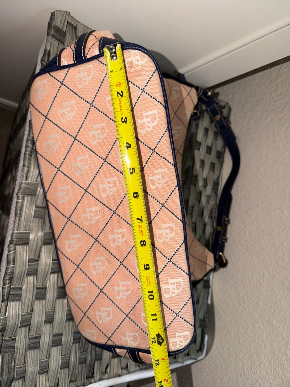 Dooney & Bourke Peach and Navy Monogram Shoulder Bag - Picture 13 of 16